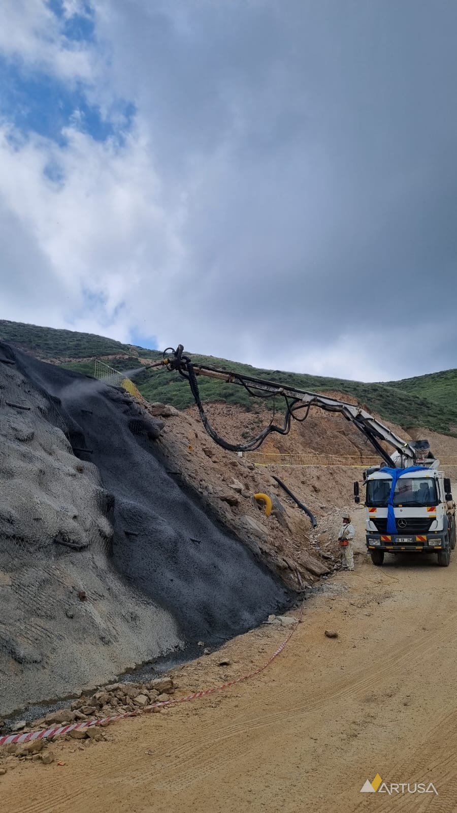 Shotcrete in a road cut