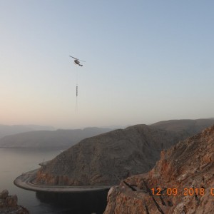 Oman Khasab, Rockfall Barriers Installation with Helicopter